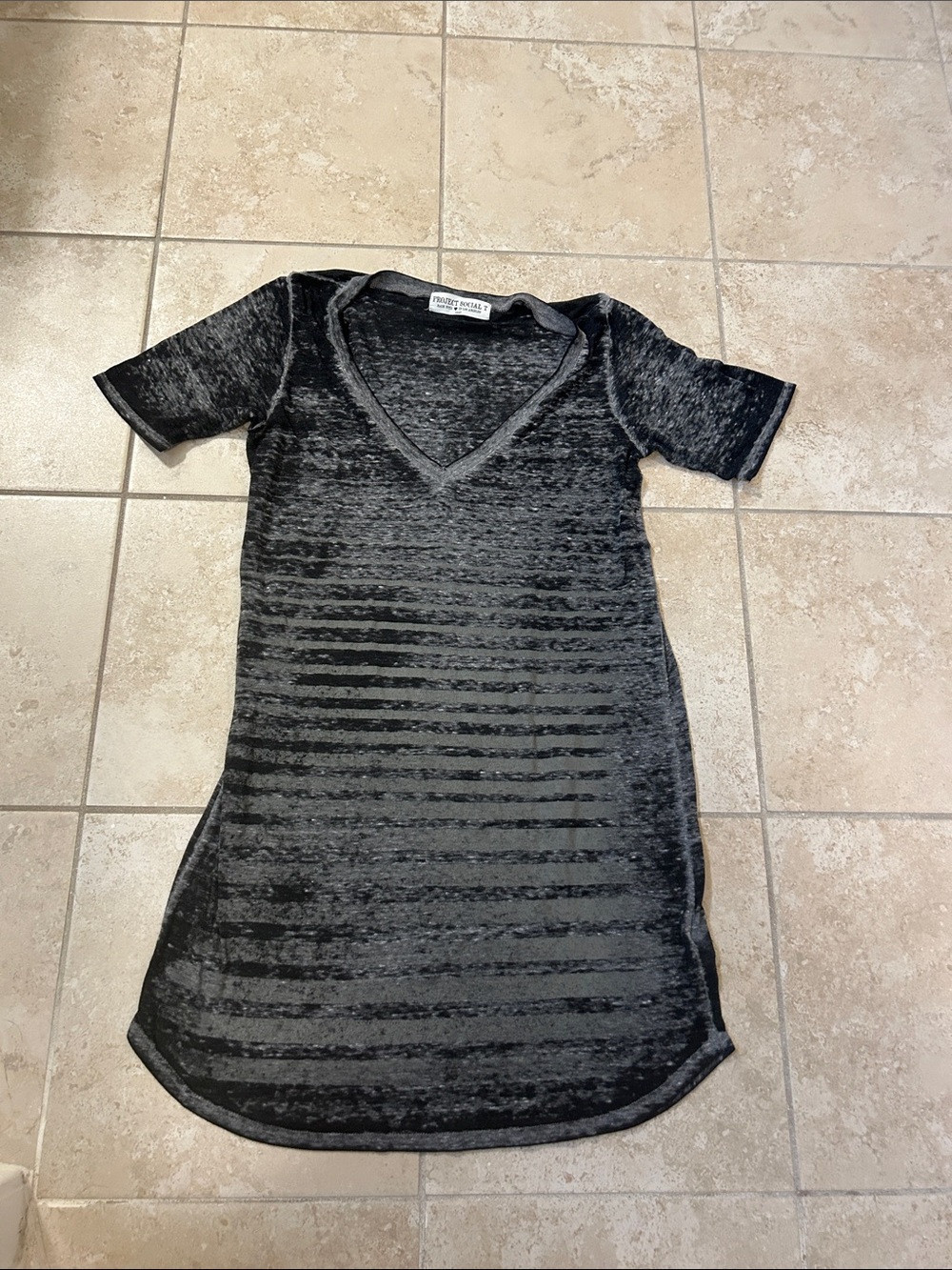 Project Social T Black Burnout V-Neck Short Sleeve Dress